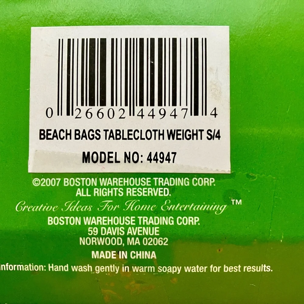 BEACH BAG TABLECLOTH WEIGHTS (4) BY BOSTON TRADING CORP 2007 - UNUSED-NWT-
